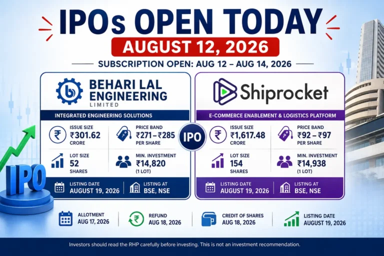 IPOs Open Today 12 August Behari Lal Engineering and Shiprocket IPO